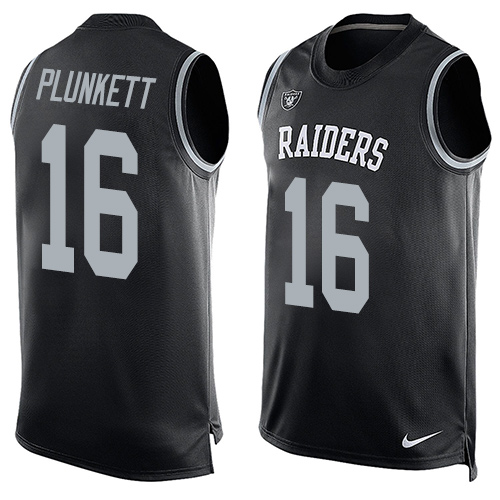 Men's Limited Jim Plunkett Nike Jersey Black - #16 Player Name & Number Tank Top NFL Oakland Raiders